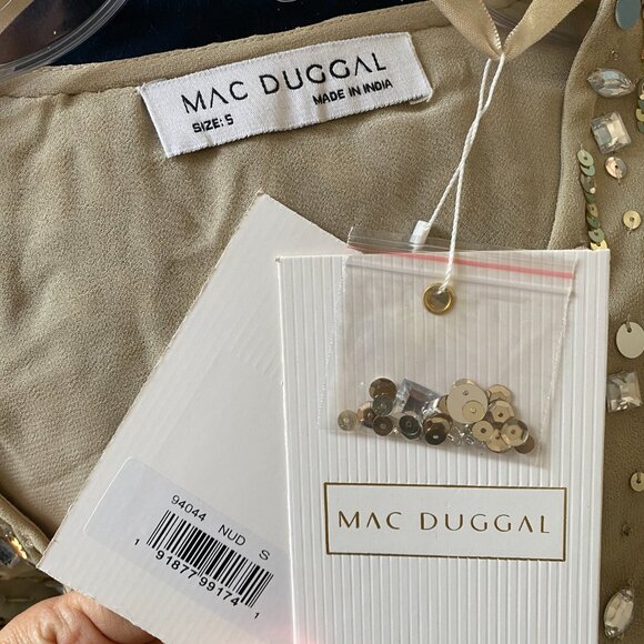 NWT $698 Small Mac Duggal 94044 Cape Sleeves Faux Wrap Dress - Picture 5 of 5